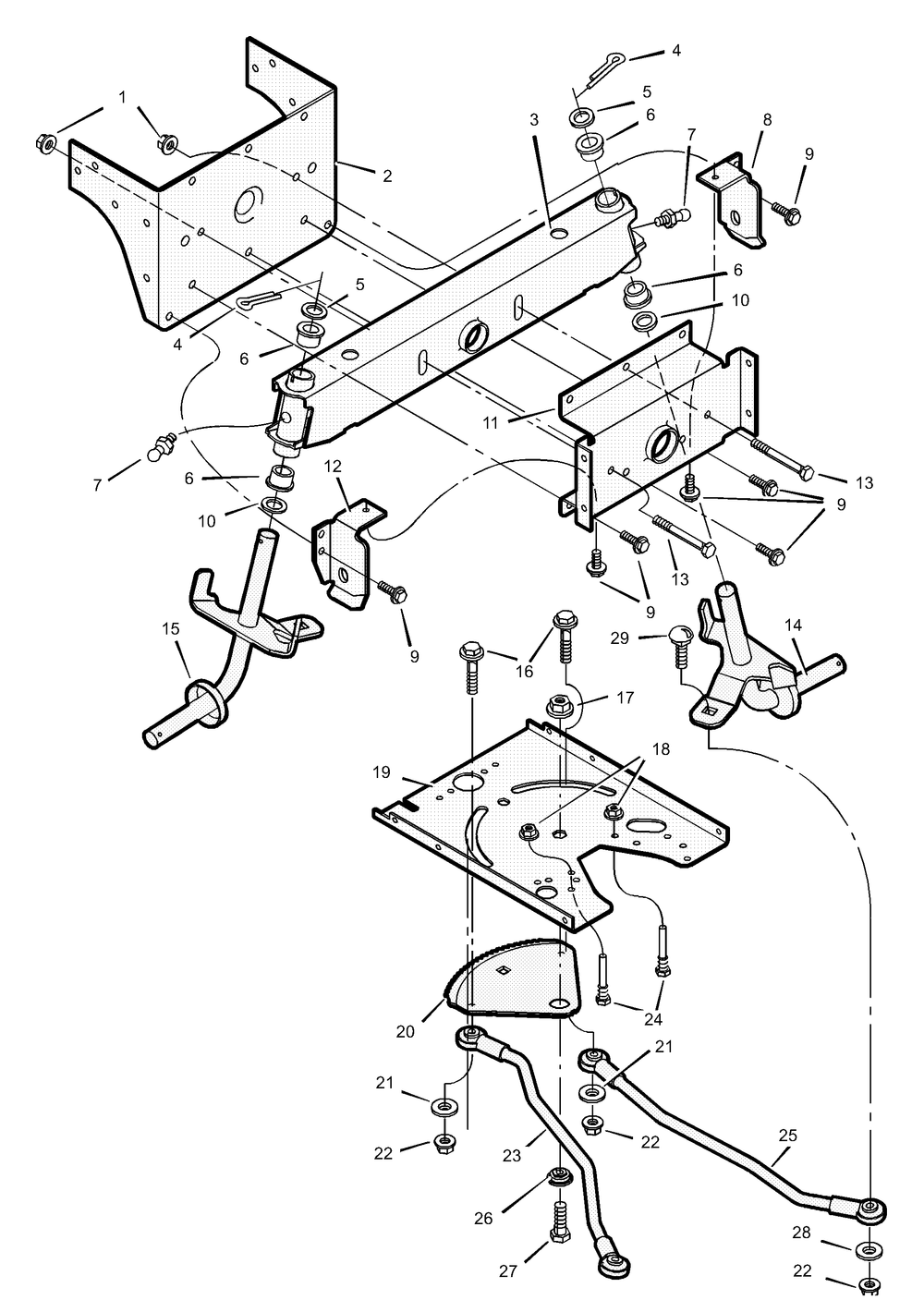 Front Axle Diagram and Parts List for 425605X692A 2001 Briggs and Stratton Lawn Tractor